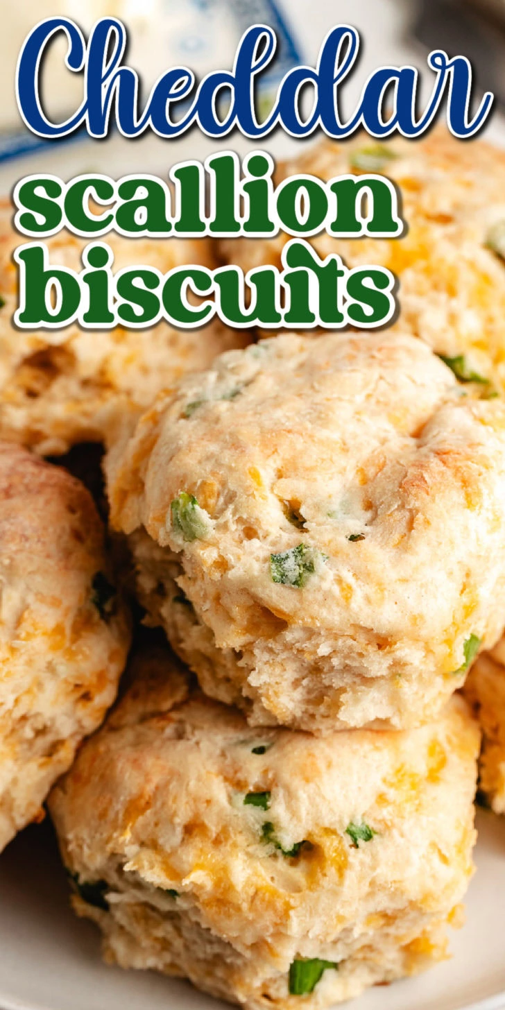 Close up view of cheddar biscuits.