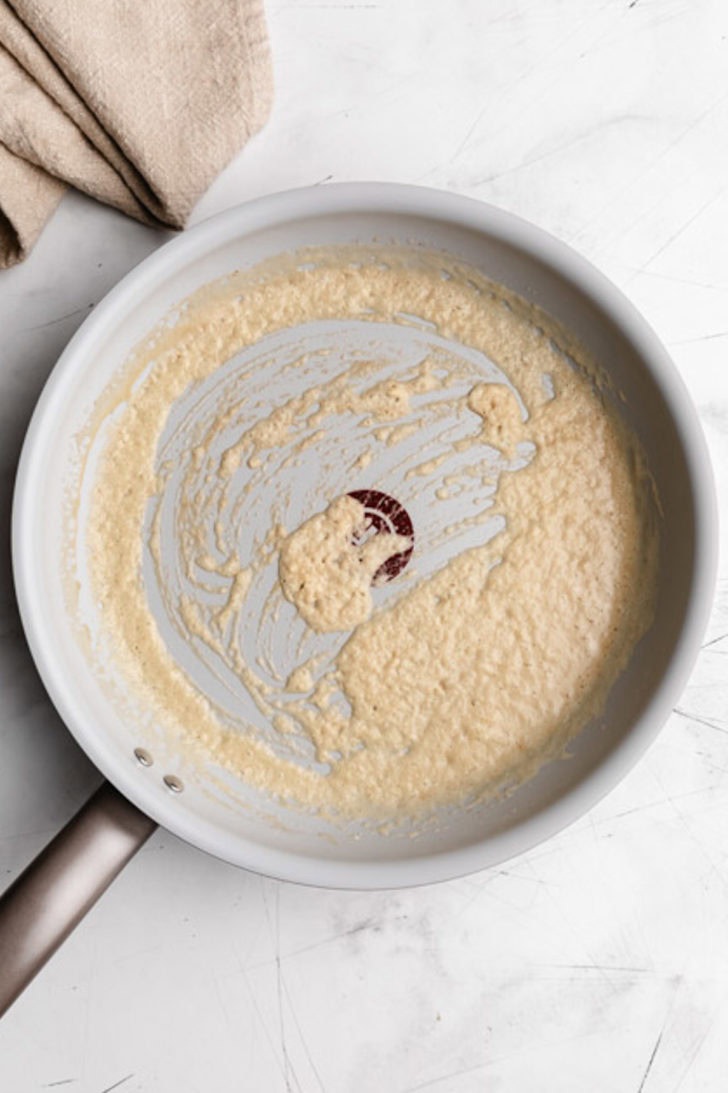 Butter and flour mixed in a skillet.