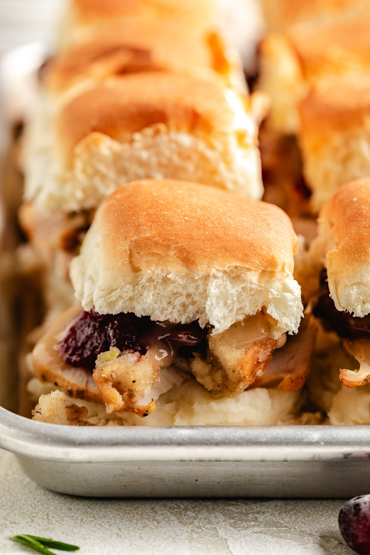 Leftover thanksgiving sliders on Hawaiian Rolls.