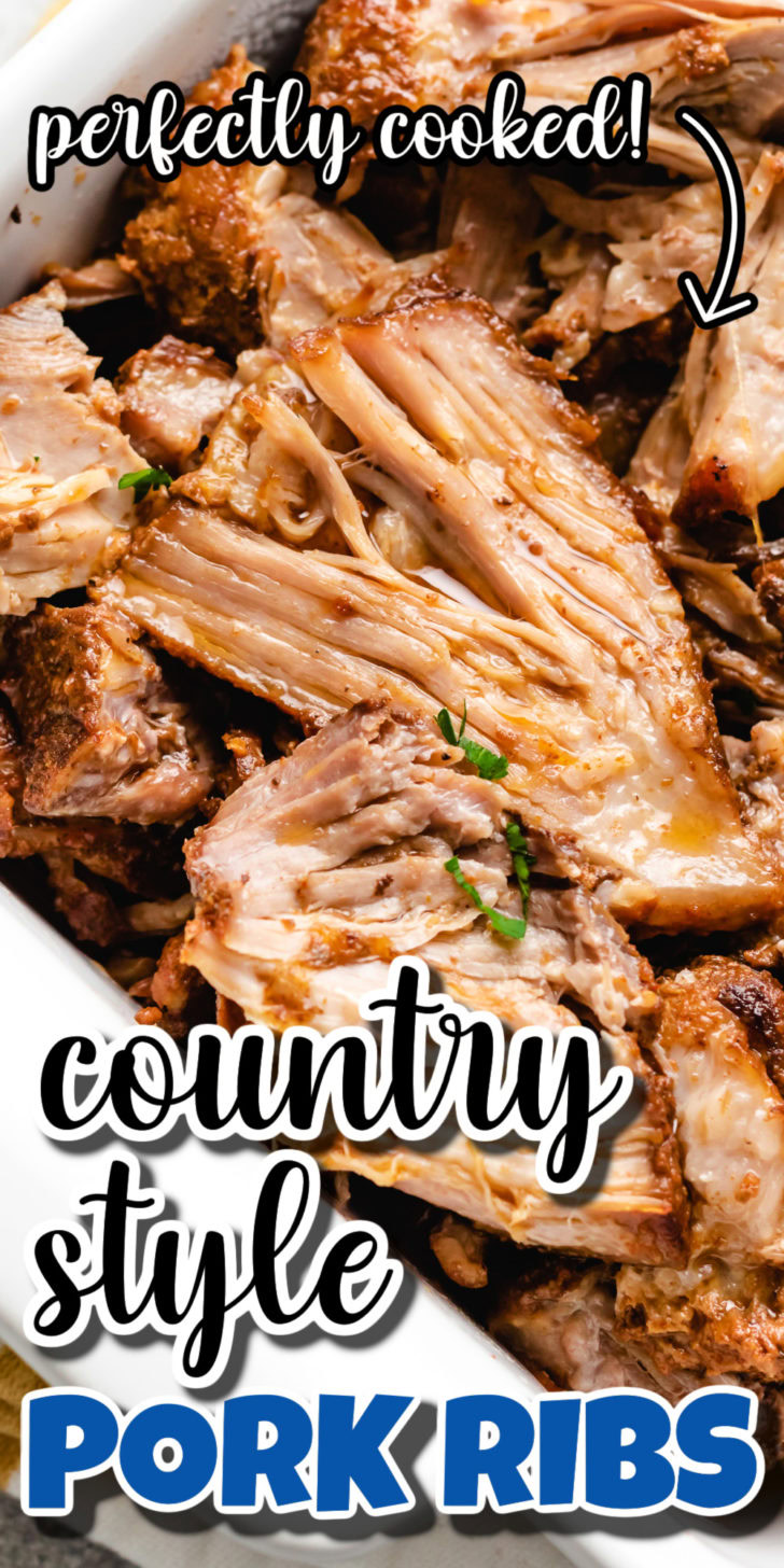 Deliciously cooked country-style pork ribs.