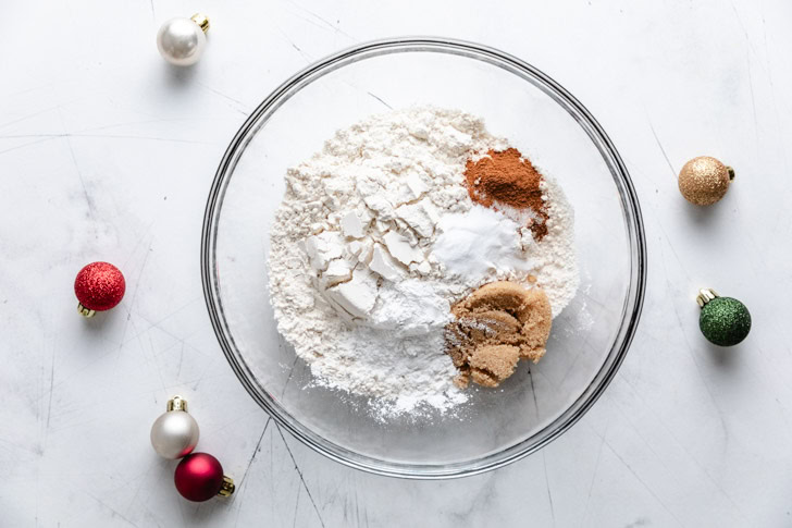 Easiest Eggnog Waffles Bowl of ingredients for baking.