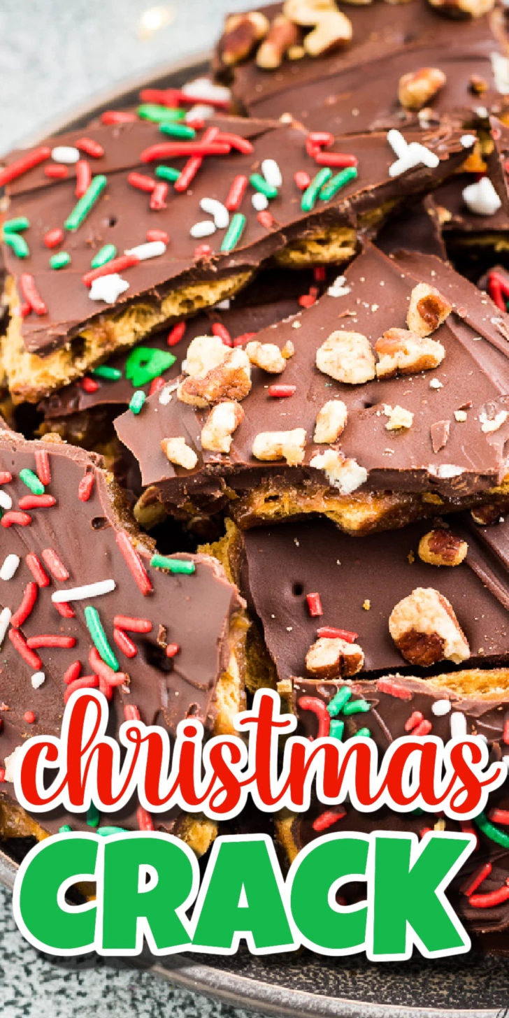 Chocolate christmas crack with sprinkles.
