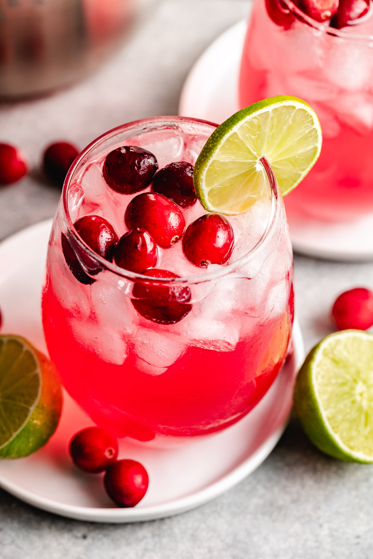 Cranberry cocktail with lime.