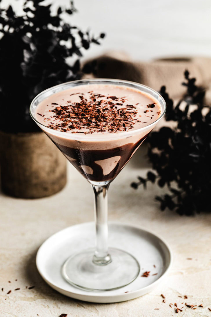 Chocolate martini with shavings.