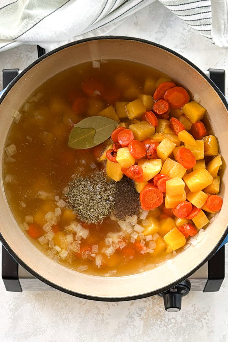 Rutabaga and carrots with seasonings.