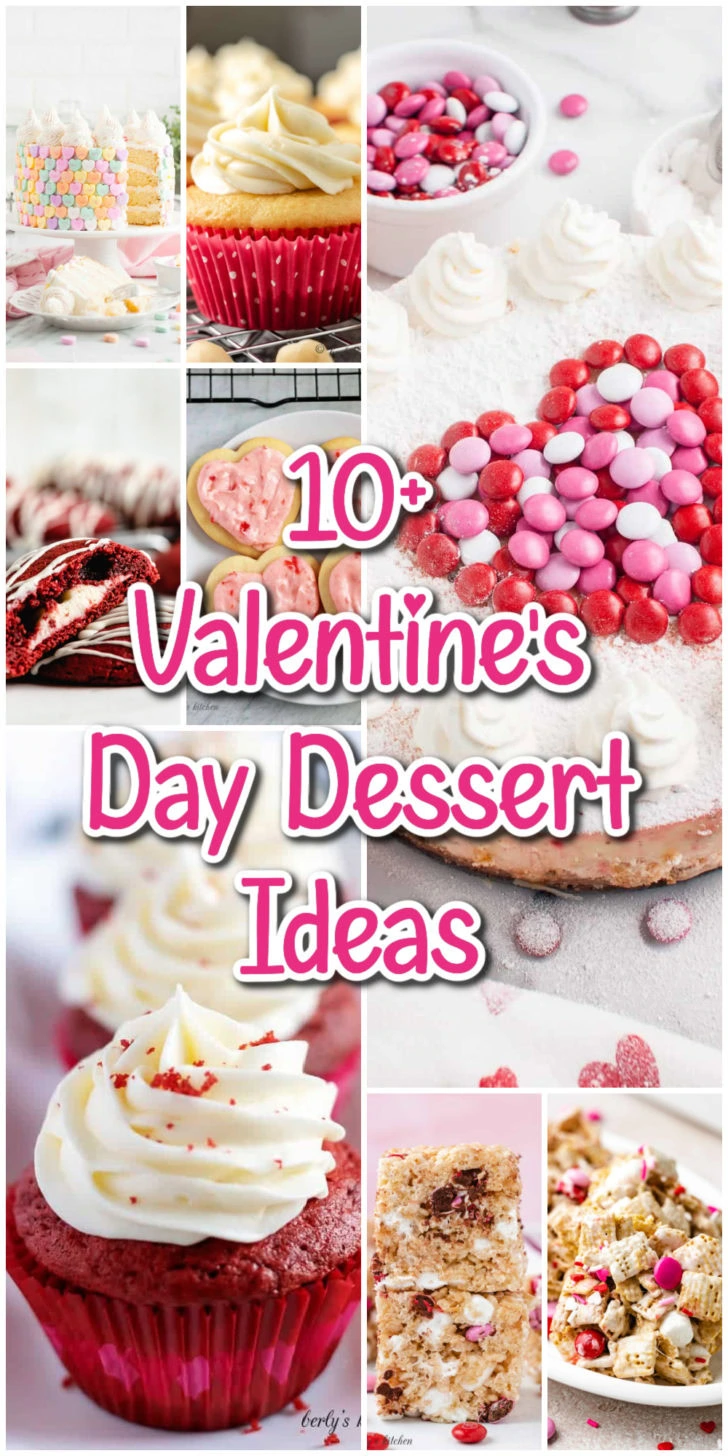 Valentine's Day Dessert Ideas photos in a collage.
