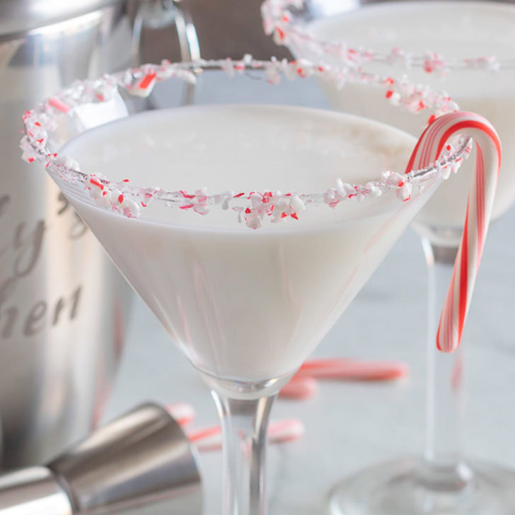 Peppermint martini with a mini peppermint.