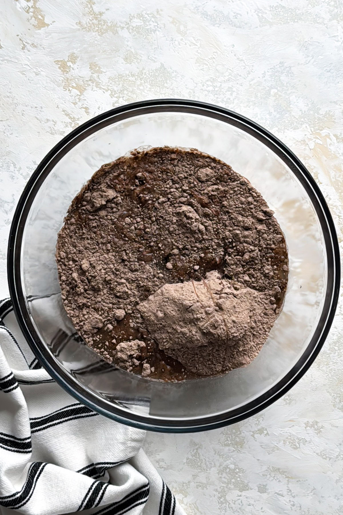 German chocolate cake mix in a bowl.