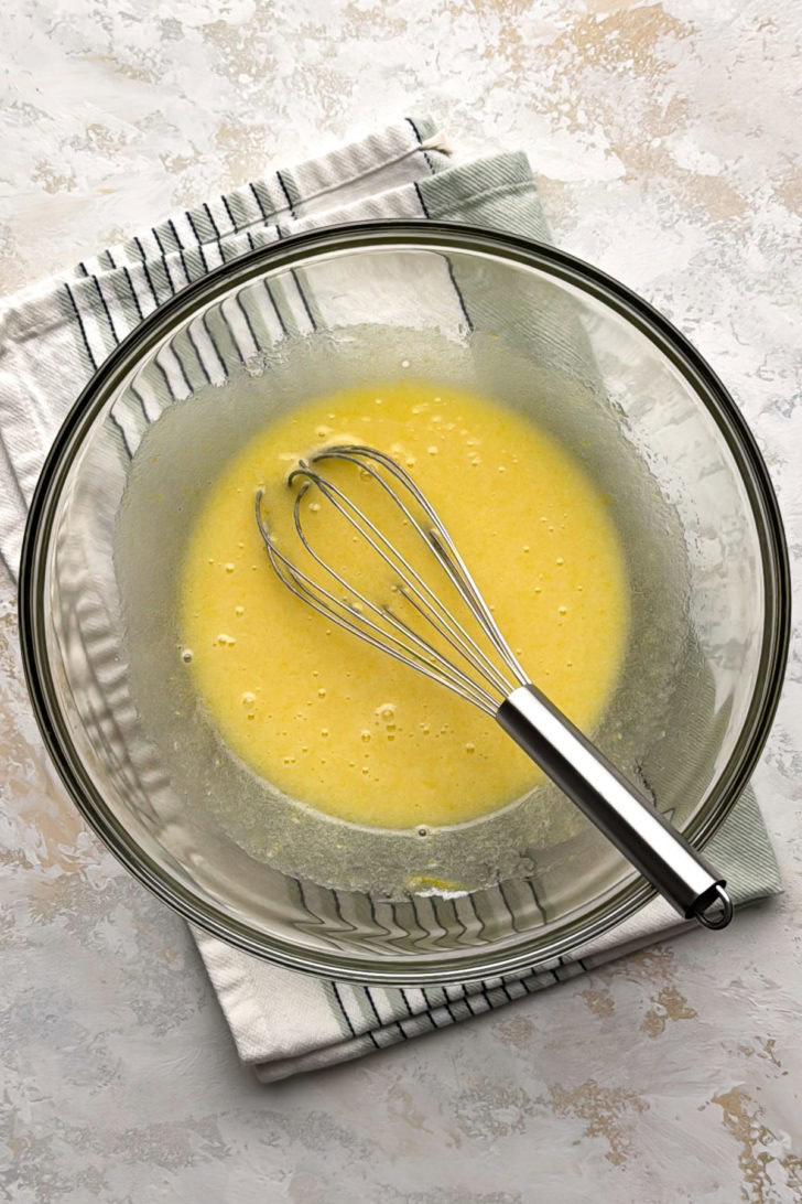 Sugar and eggs whisked until pale.
