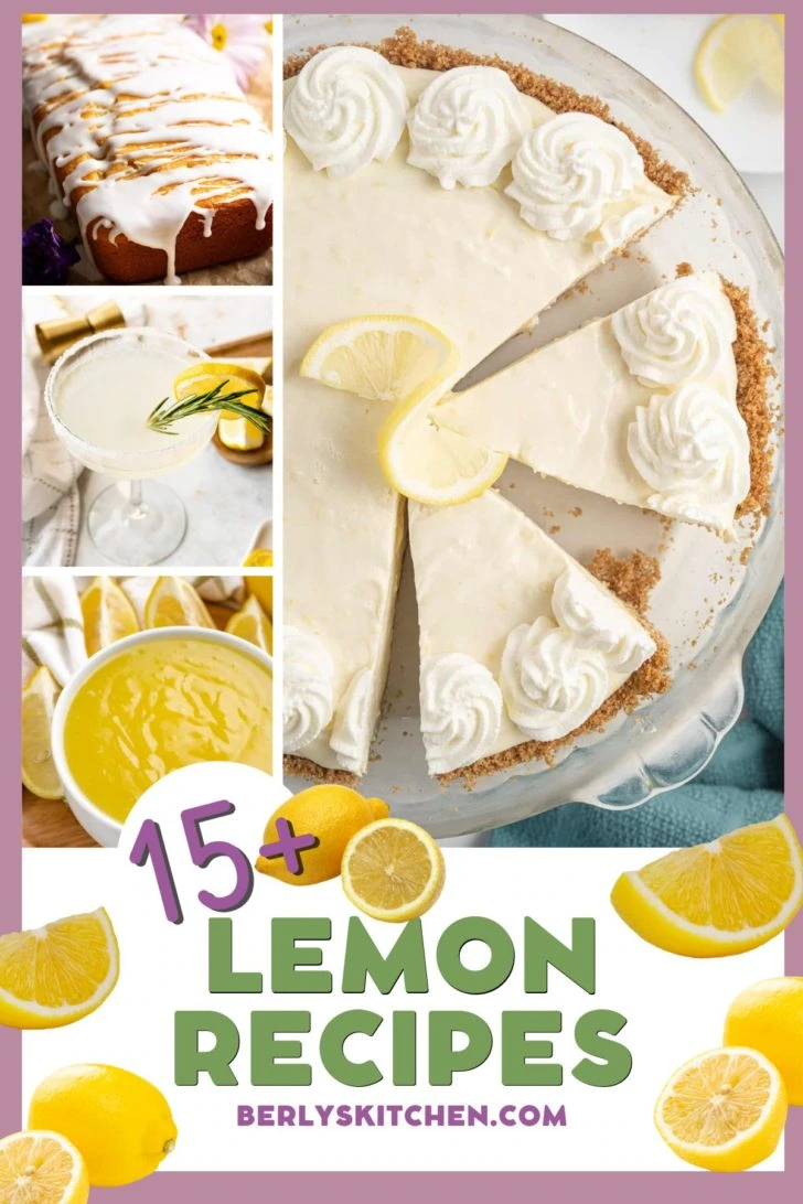 Several photos of lemon recipes in a collage.