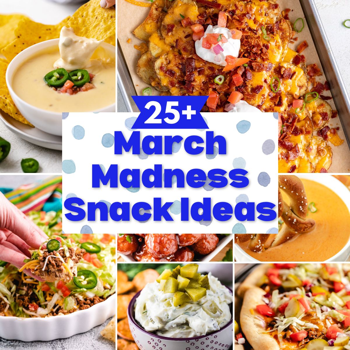 Pictures of various snacks to serve during a basketball get together.