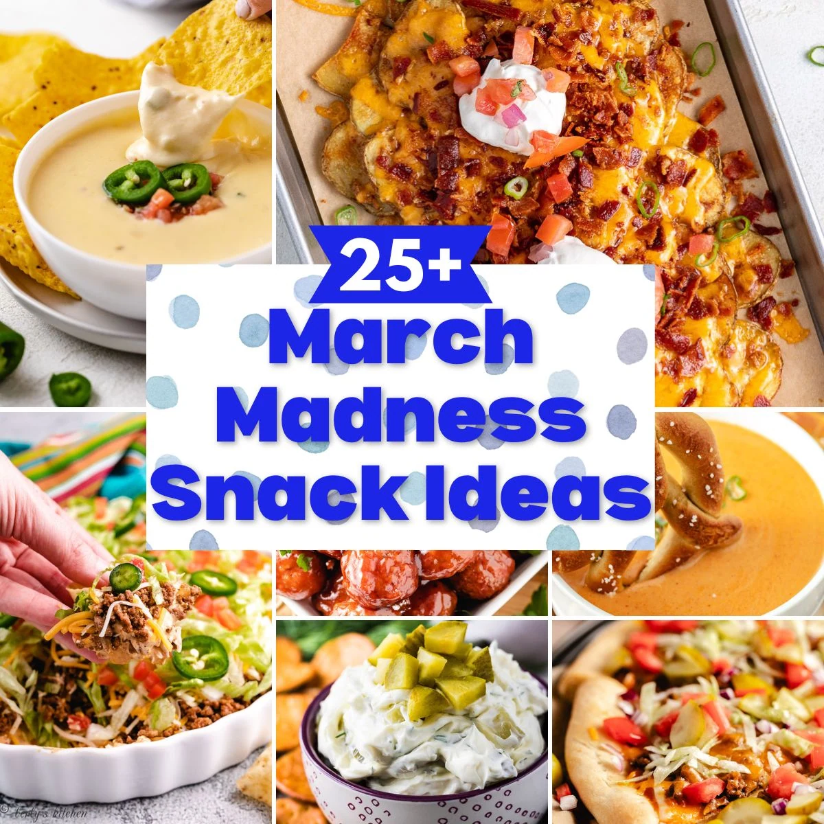 Pictures of various snacks to serve during a basketball get together.
