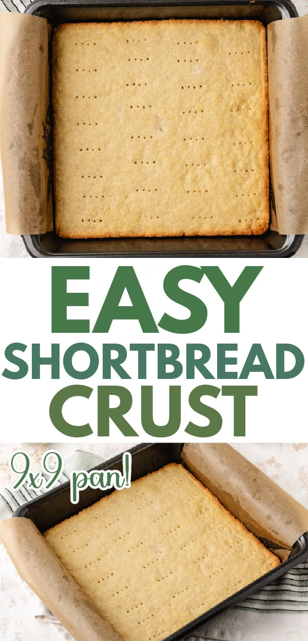 Collage showing two photos of shortbread crust.