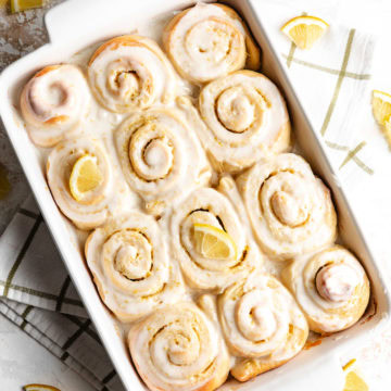 Lemon sweet rolls with creamy glaze.