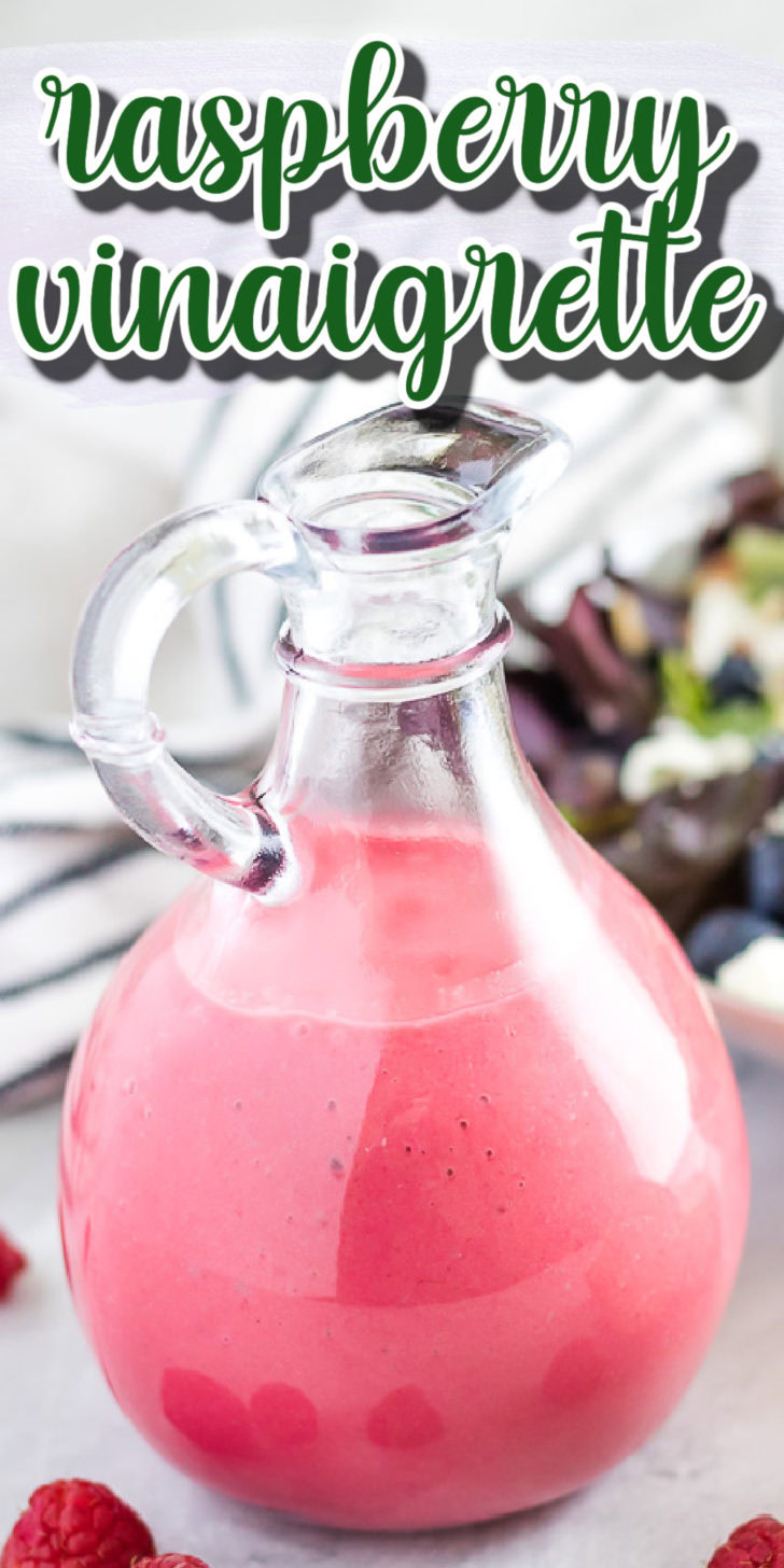 Raspberry salad dressing in a jar.