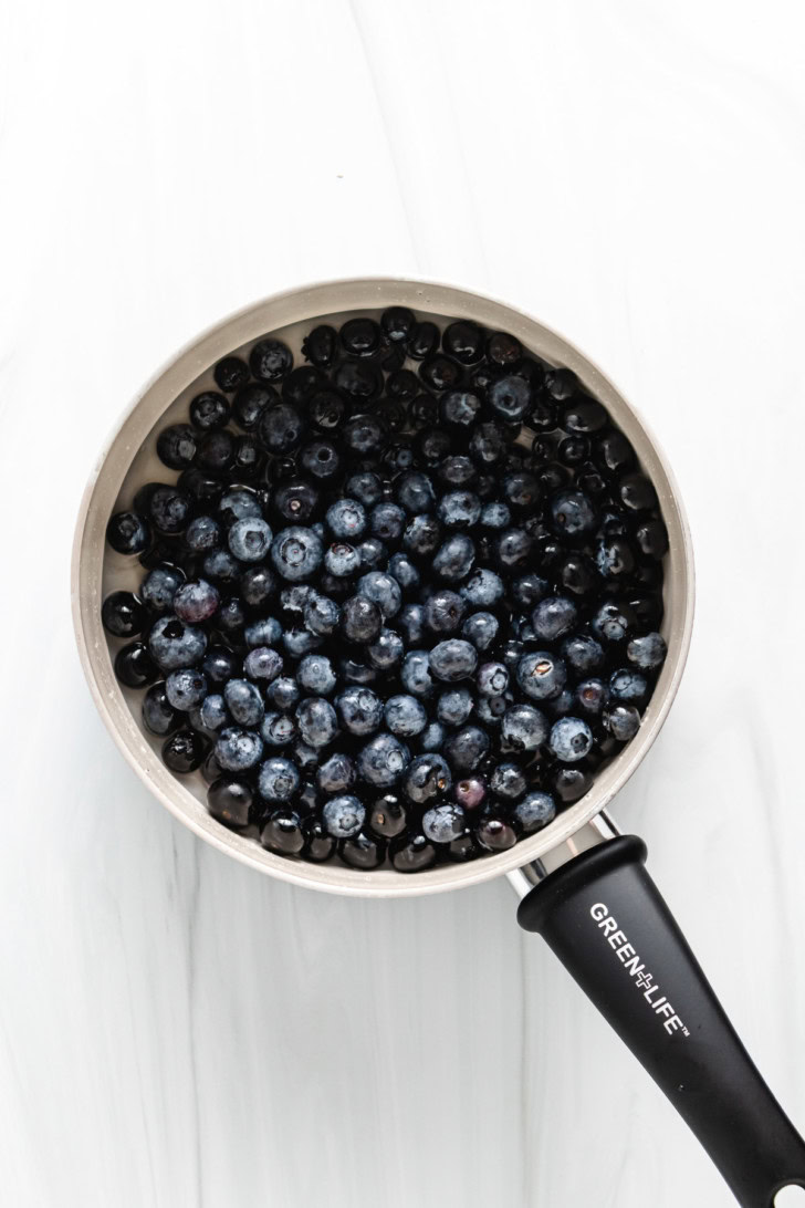 Fresh blueberries in simple syrup.