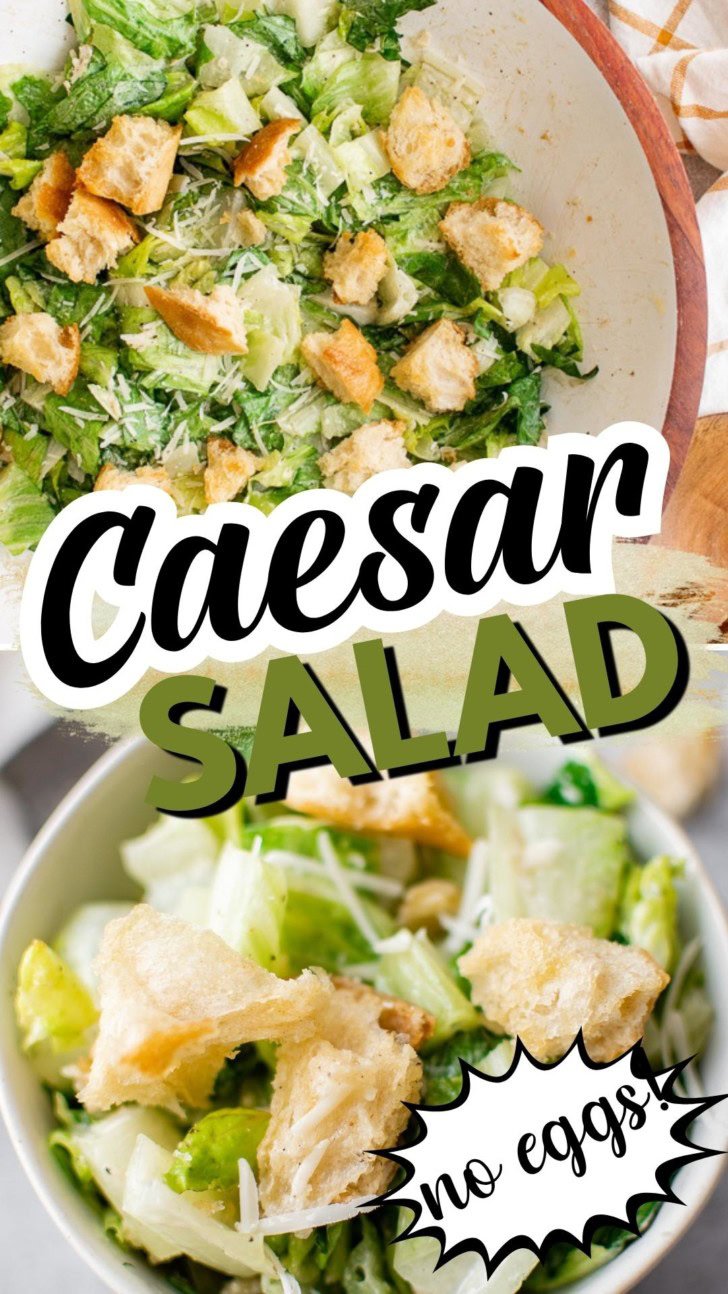 Caesar salad graphic with romaine, croutons, and Parmesan.