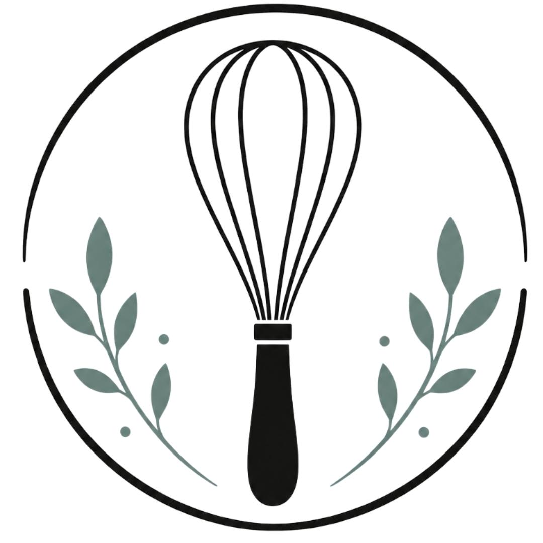Whisk in a circle next to leaves.