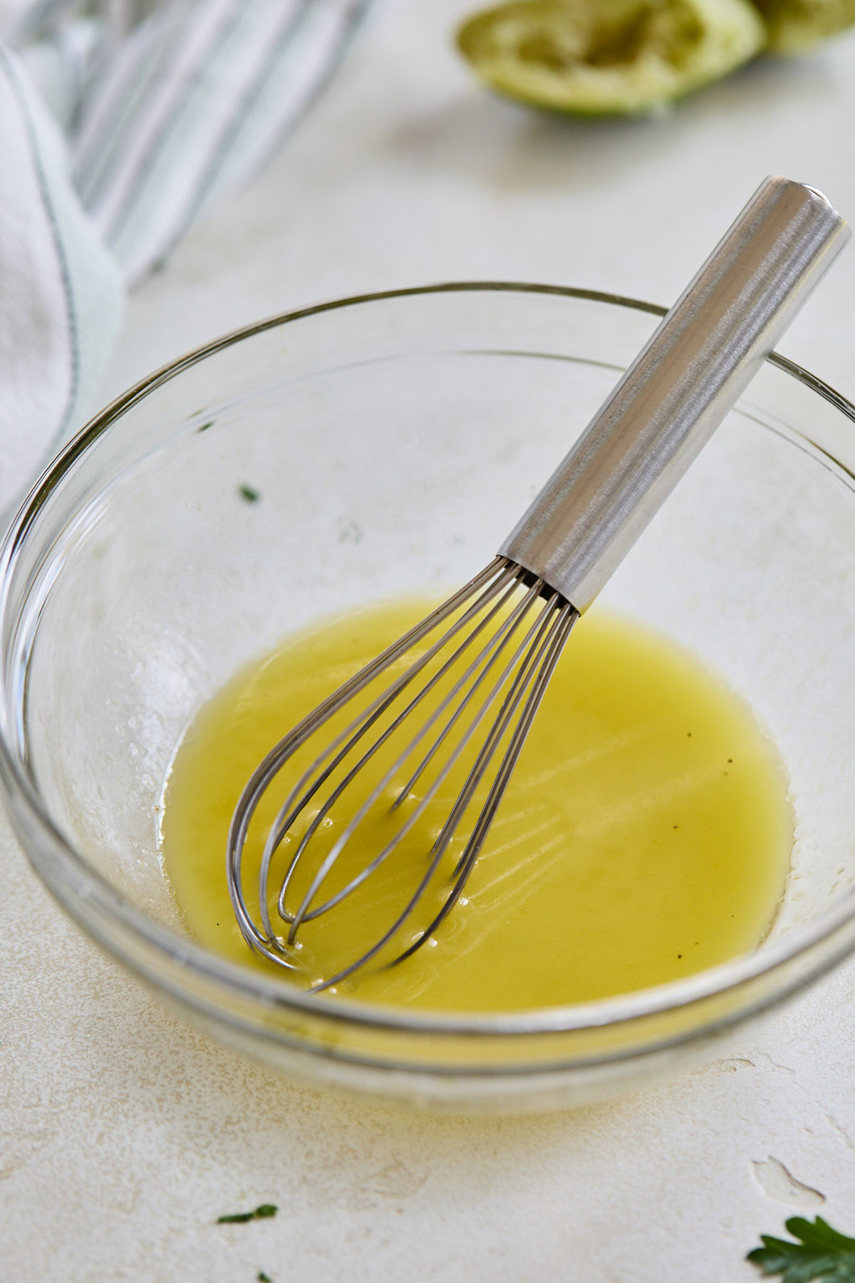 Lime dressing in a bowl.
