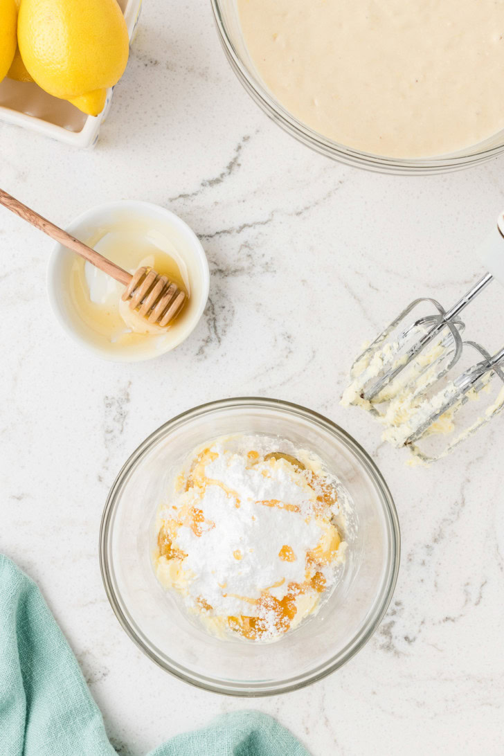 Honey and powdered sugar added to softened butter.