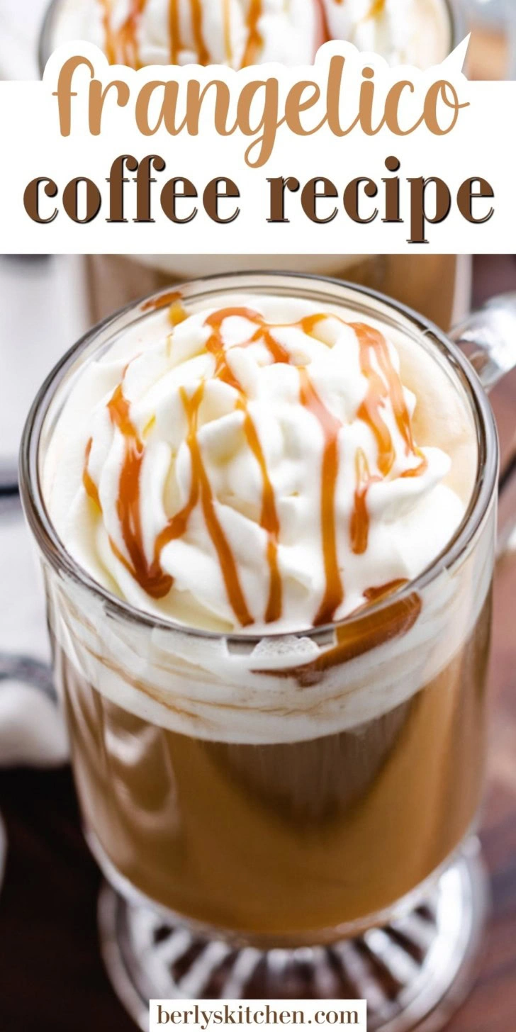 Caramel sauce drizzled over frangelico coffee.