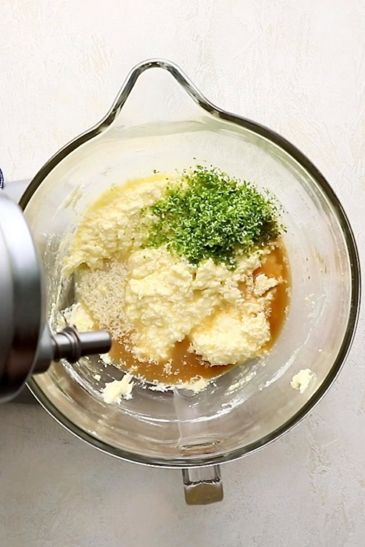 Key lime zest and vanilla added to pound cake batter.