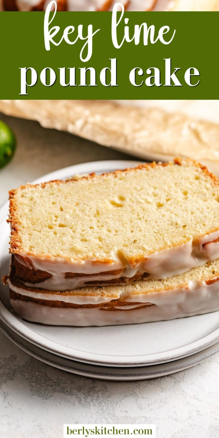 Slices of key lime bread with lime glaze.