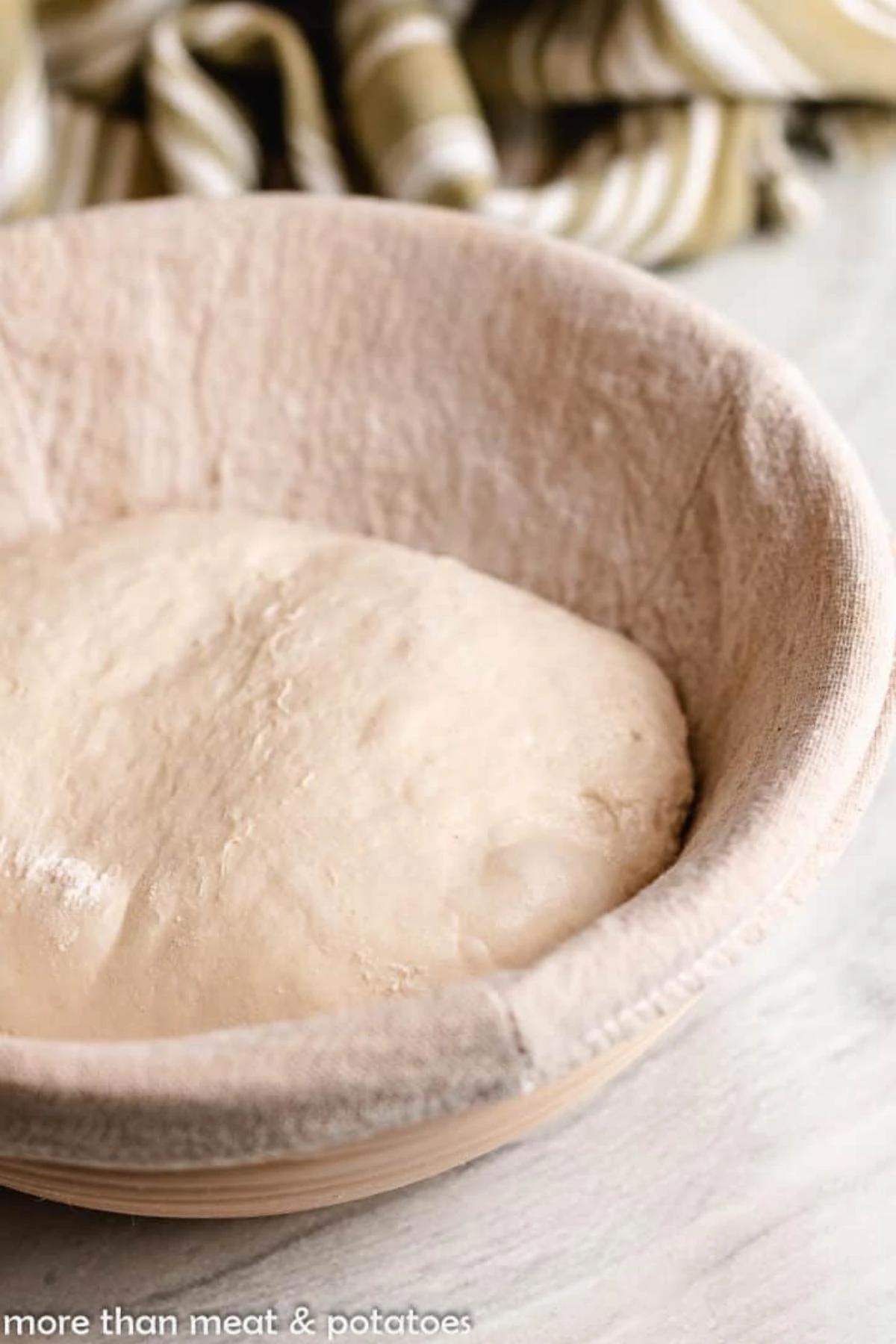 Bread dough in a banneton.