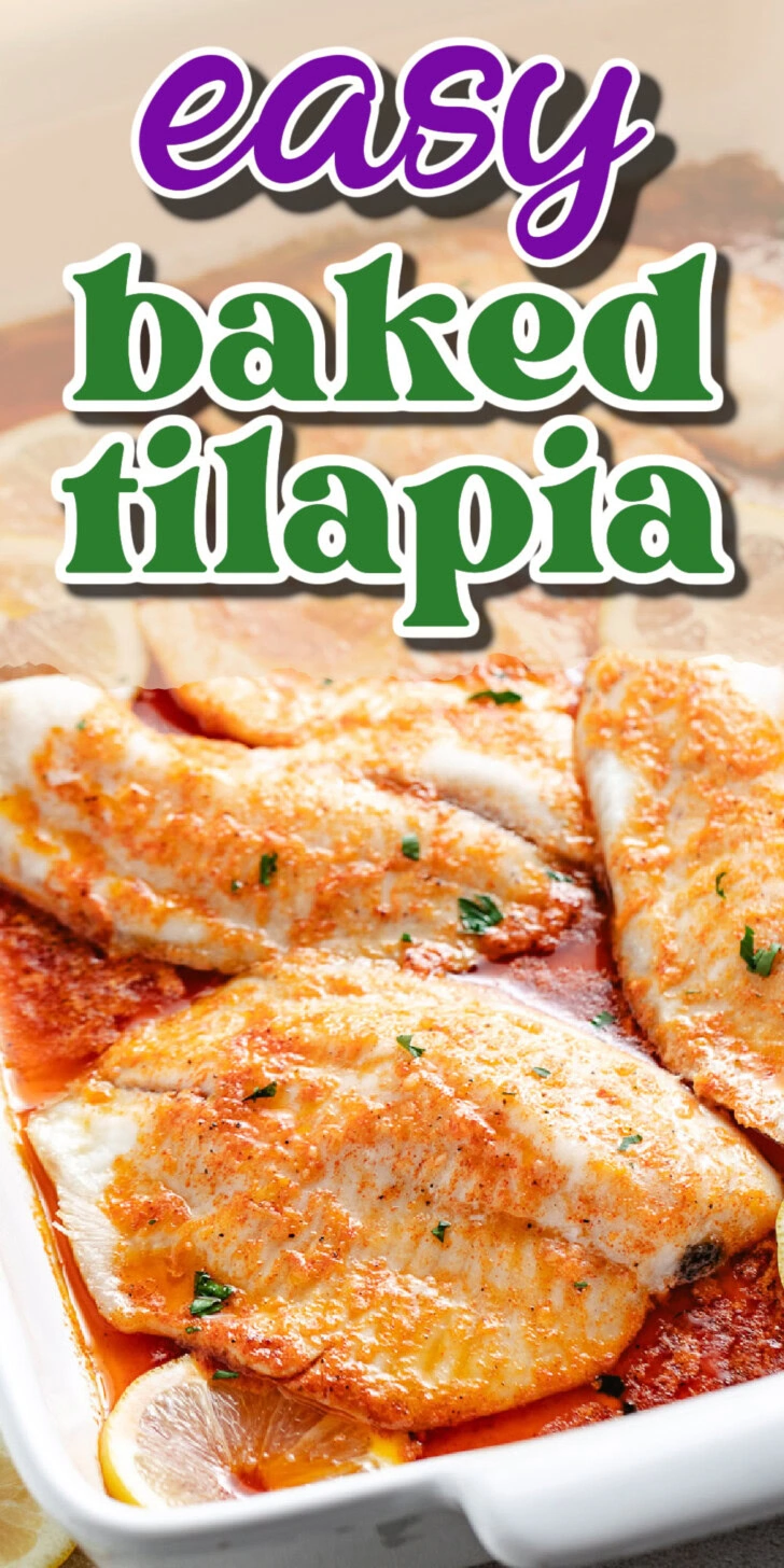 Pan filled with baked lemon tilapia.
