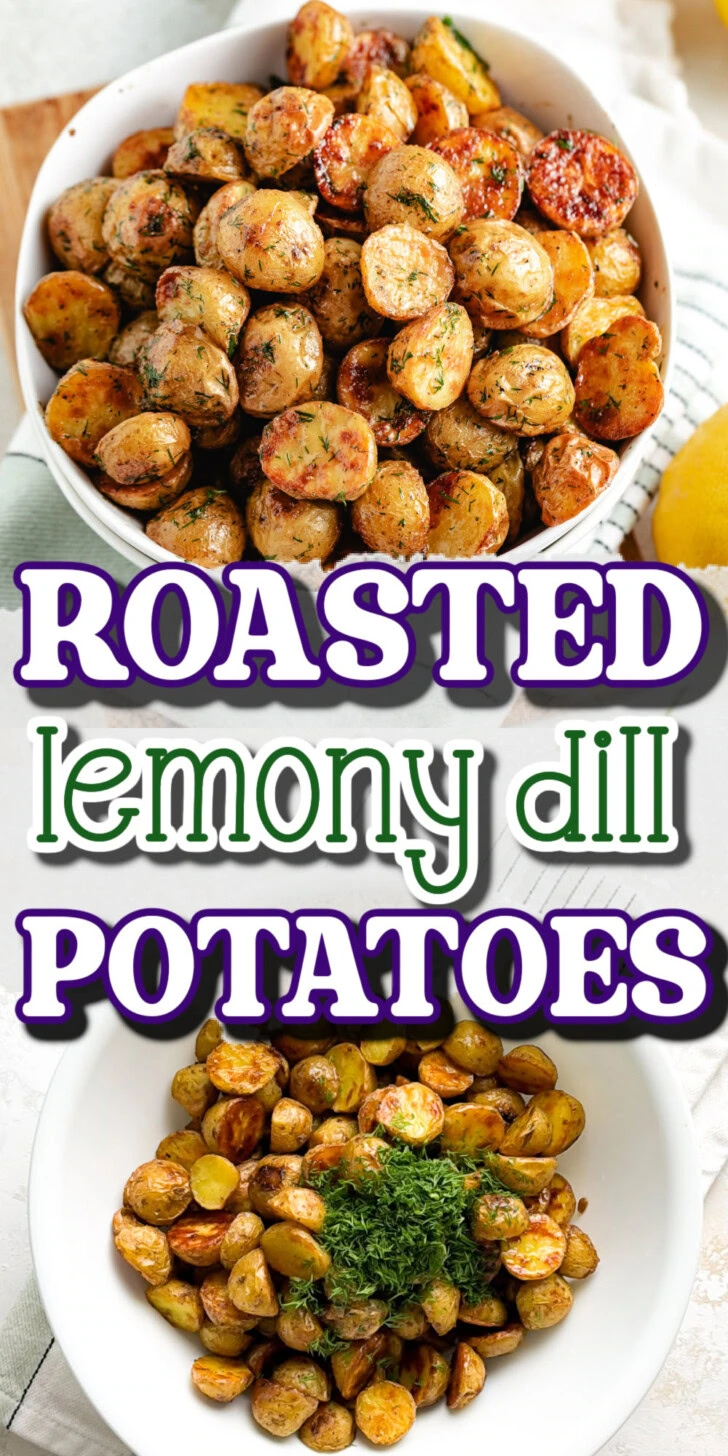 Collage showing dill potatoes and how to make them.