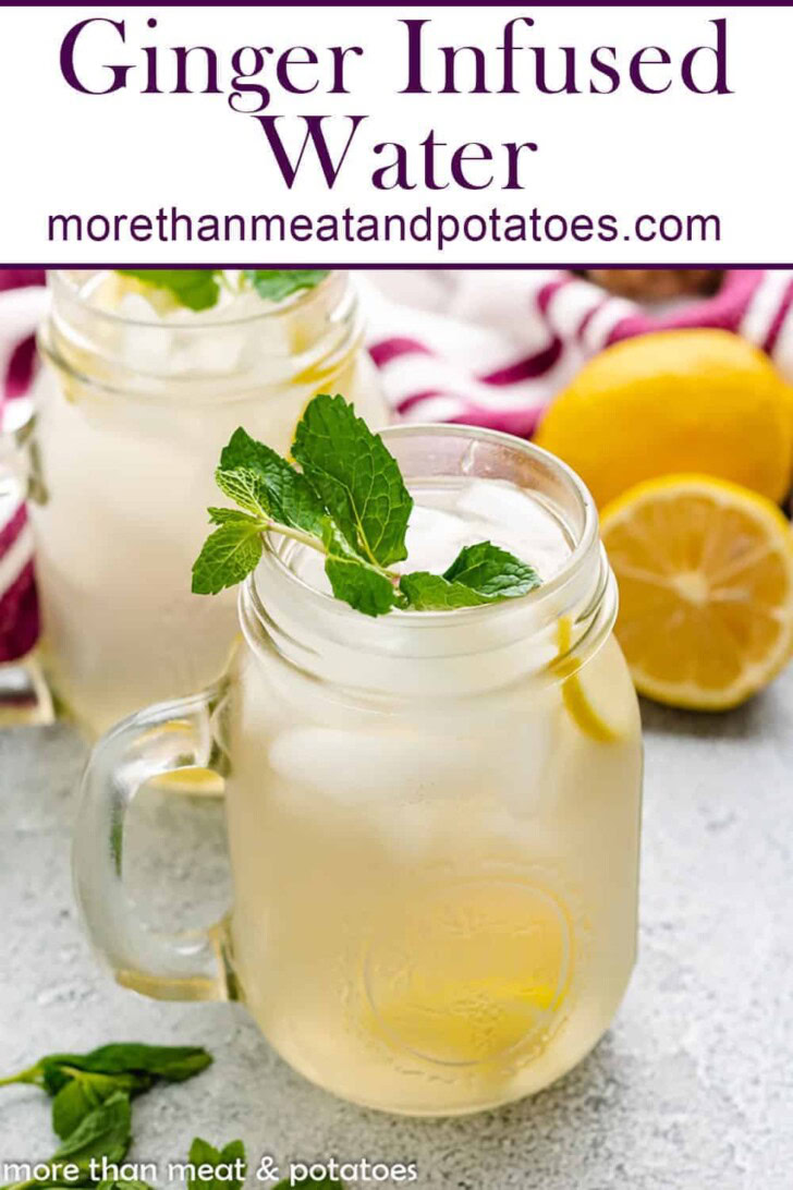 Fresh mint in ginger infused water.