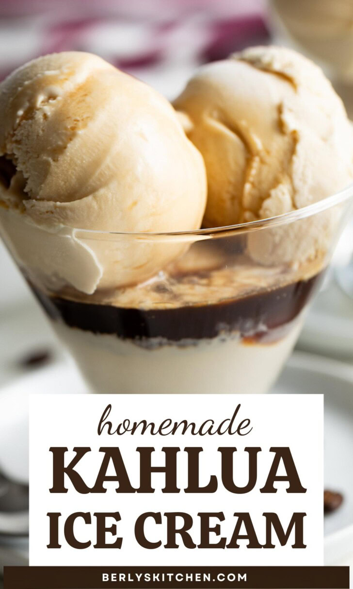 Close up view of Kahlua ice cream in a serving glass.