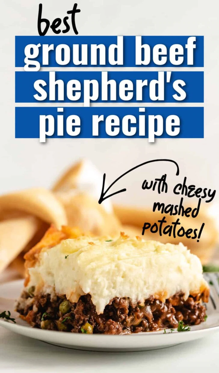 Ground beef shepherd's pie on a plate.