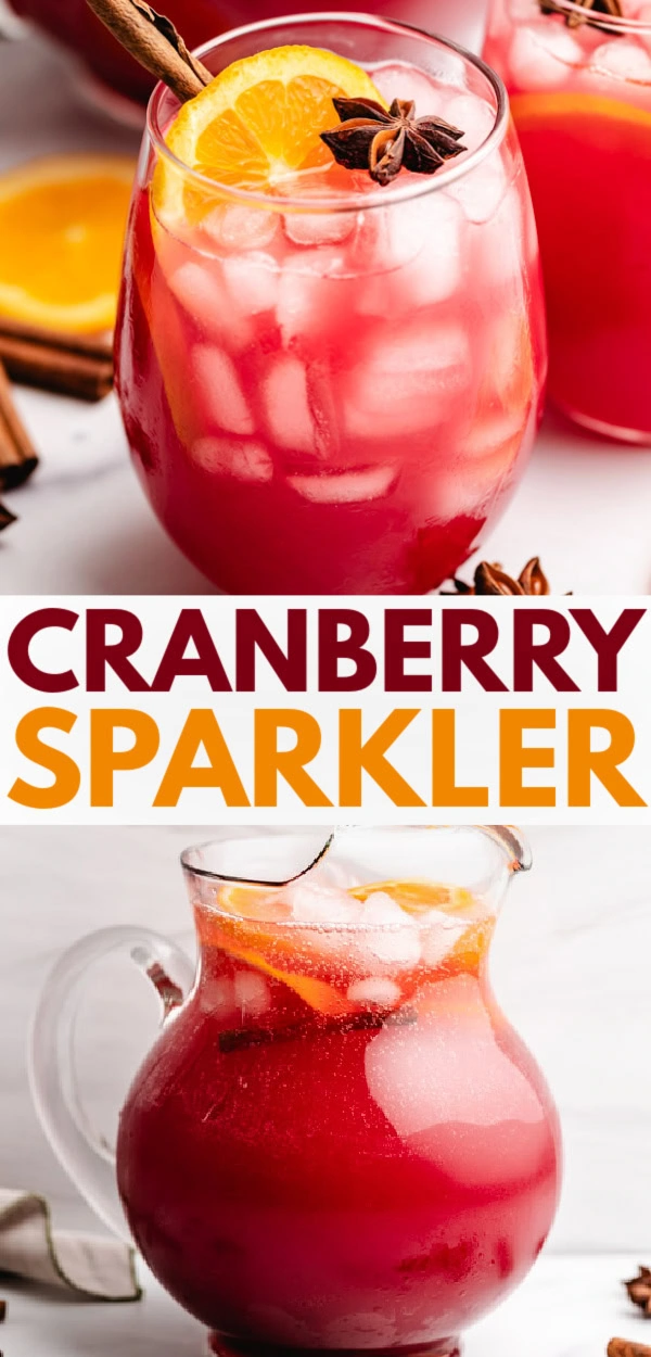 Collage showing two photos of cranberry sparkler.