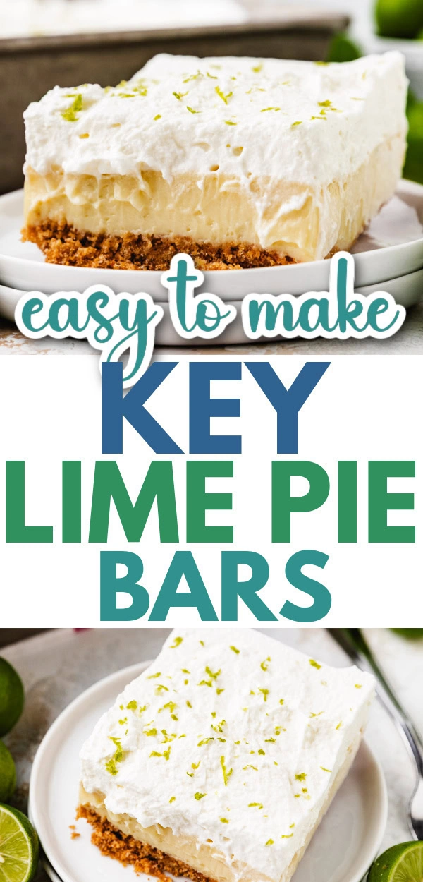 Collage showing two photos of key lime pie bars.